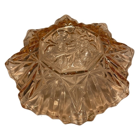 Pink depression glass ruffled edge bowl Indiana Glass Co. Pioneer Pattern - Picture 3 of 6